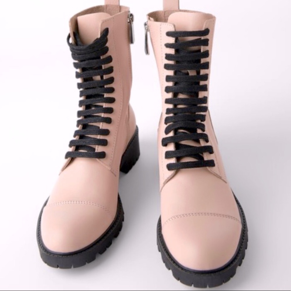 ZARA PINK LACEUP COMBAT BOOTS